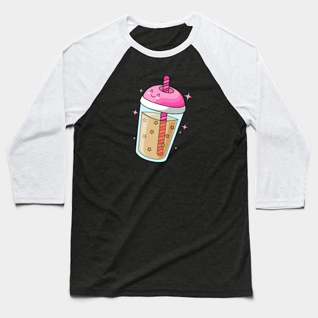 Cute Bubble Tea Design Baseball T-Shirt by BrightLightArts